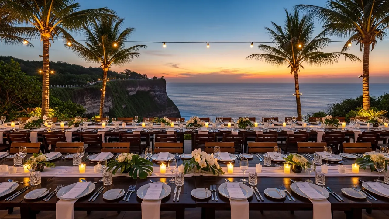 Uluwatu cliffside corporate dinner view