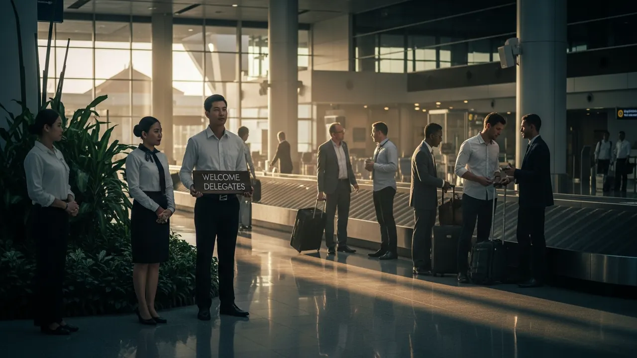 Bali airport MICE arrival, professional meet-and-greet.