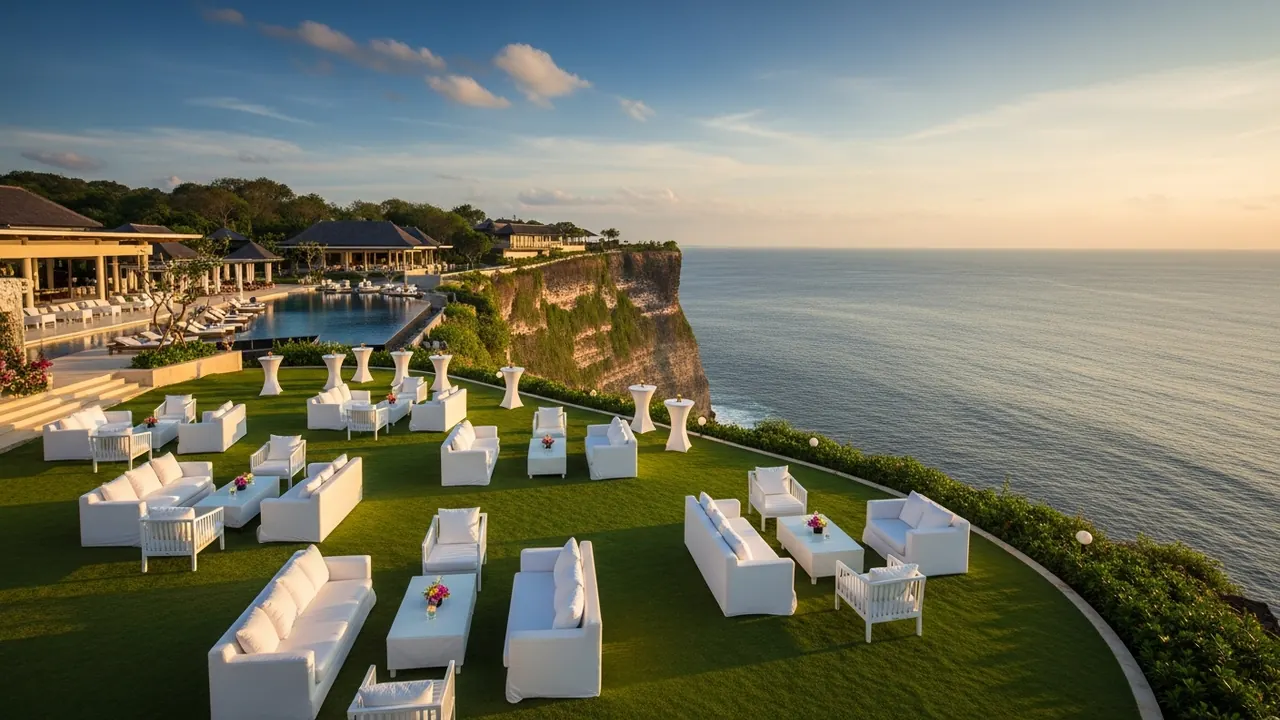 Uluwatu clifftop corporate reception overlooking ocean