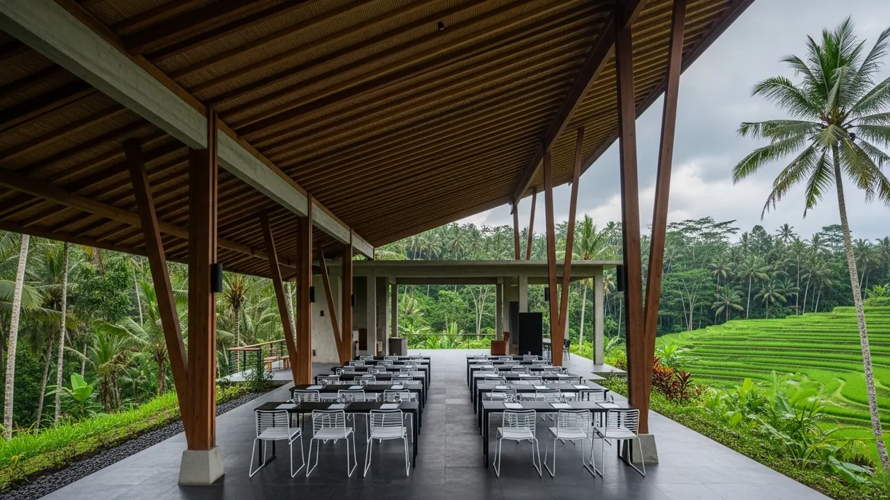 Ubud conference pavilion, rainforest view
